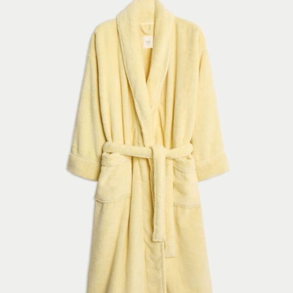 classic comfort robe in butter yellow